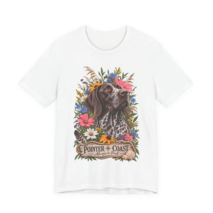 Pointer of the Coast Floral Dog Tee, Bella Canvas 3001, Coastal Graphic Shirt, Pet Lover Gift