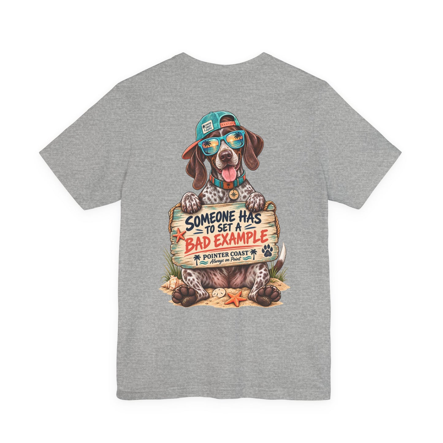 Pointer Dog Beach Graphic T-Shirt, Bella Canvas 3001, Funny Pet Lover Gift, Coastal Summer Tee