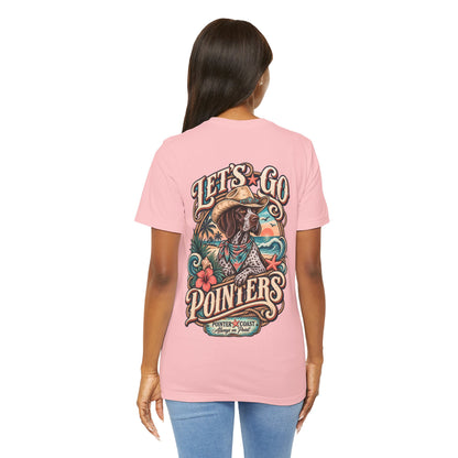 Let’s Go Pointers Tropical Dog T-Shirt, Bella Canvas 3001, Coastal Graphic Tee, Unisex Gift