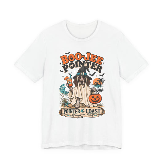 Boo Jee Pointer Halloween T Shirt, Coastal Dog Graphic, Ghost Costume Tee, Pet Lover Gift