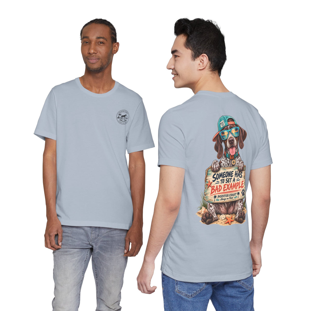 Pointer Dog Beach Graphic T-Shirt, Bella Canvas 3001, Funny Pet Lover Gift, Coastal Summer Tee