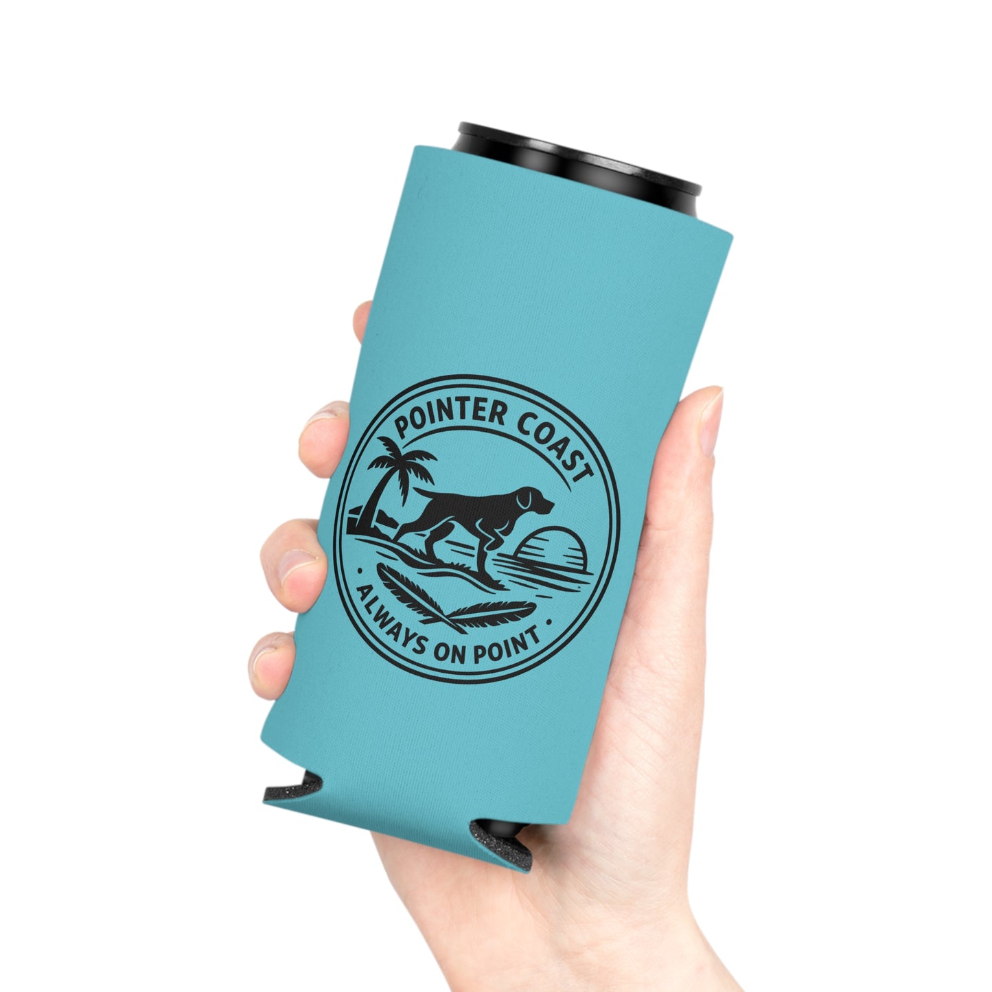 Pointer Coast Can Cooler - “Always On Point” Beach Dog Drink Koozie