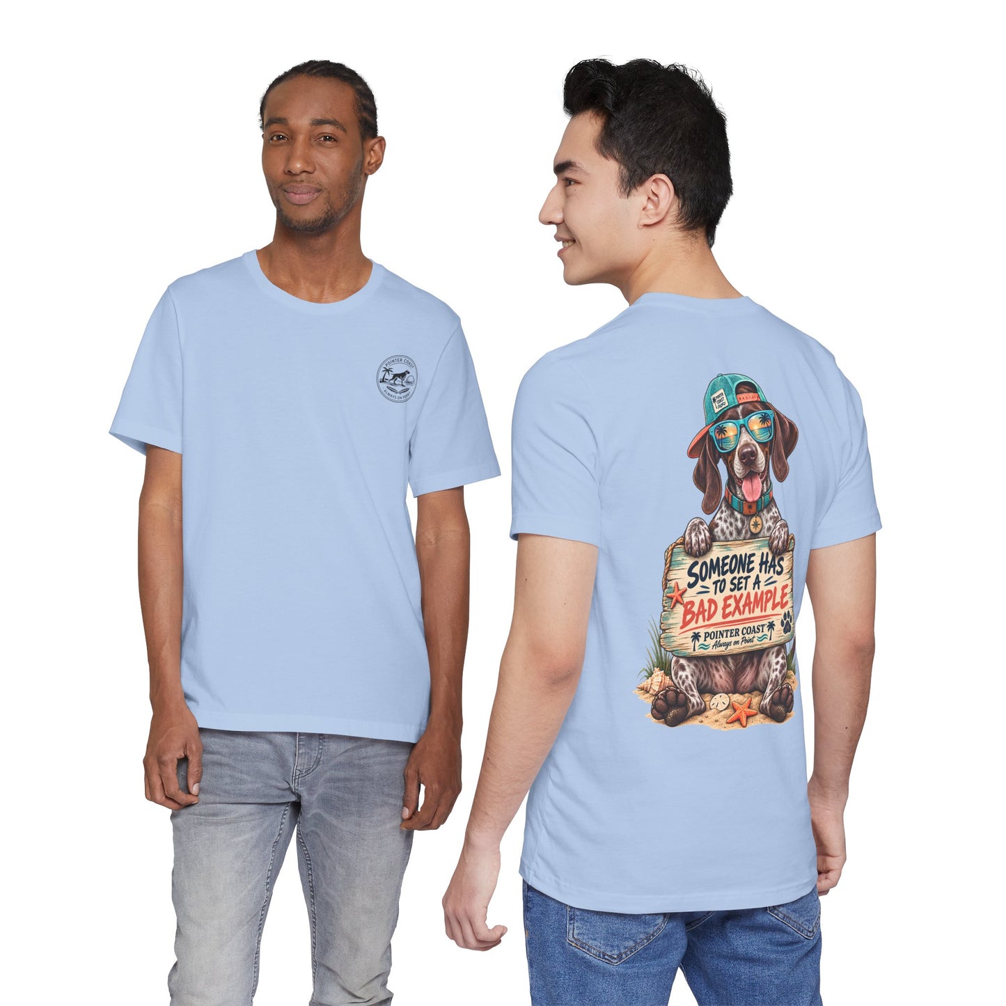 Pointer Dog Beach Graphic T-Shirt, Bella Canvas 3001, Funny Pet Lover Gift, Coastal Summer Tee