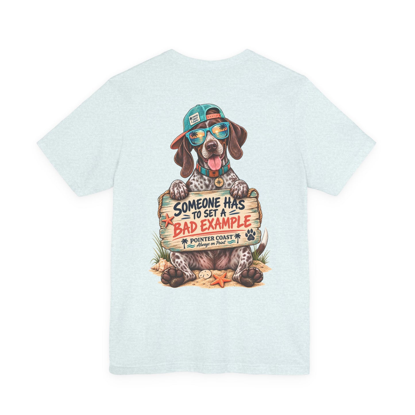 Pointer Dog Beach Graphic T-Shirt, Bella Canvas 3001, Funny Pet Lover Gift, Coastal Summer Tee