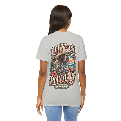 Let’s Go Pointers Tropical Dog T-Shirt, Bella Canvas 3001, Coastal Graphic Tee, Unisex Gift