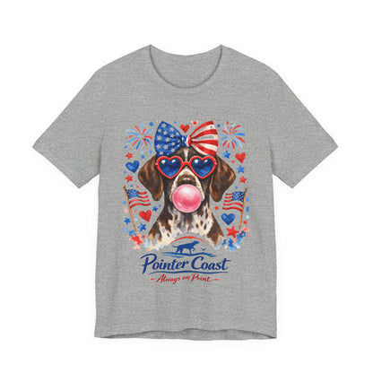 Patriotic GSP Bubblegum Shirt – Pointer Coast Always on Point Red White Blue German Shorthaired Pointer