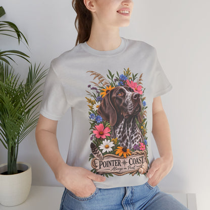 Pointer of the Coast Floral Dog Tee, Bella Canvas 3001, Coastal Graphic Shirt, Pet Lover Gift