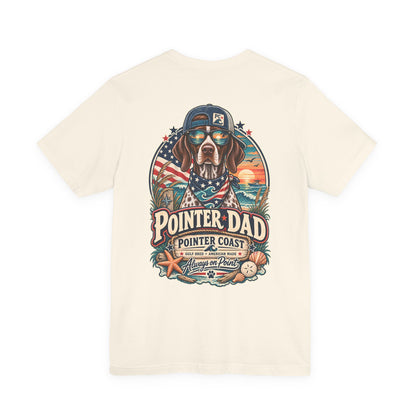 Pointer Dad Patriotic Beach T Shirt, Coastal Dog Graphic, Bella Canvas 3001, Fathers Day Gift