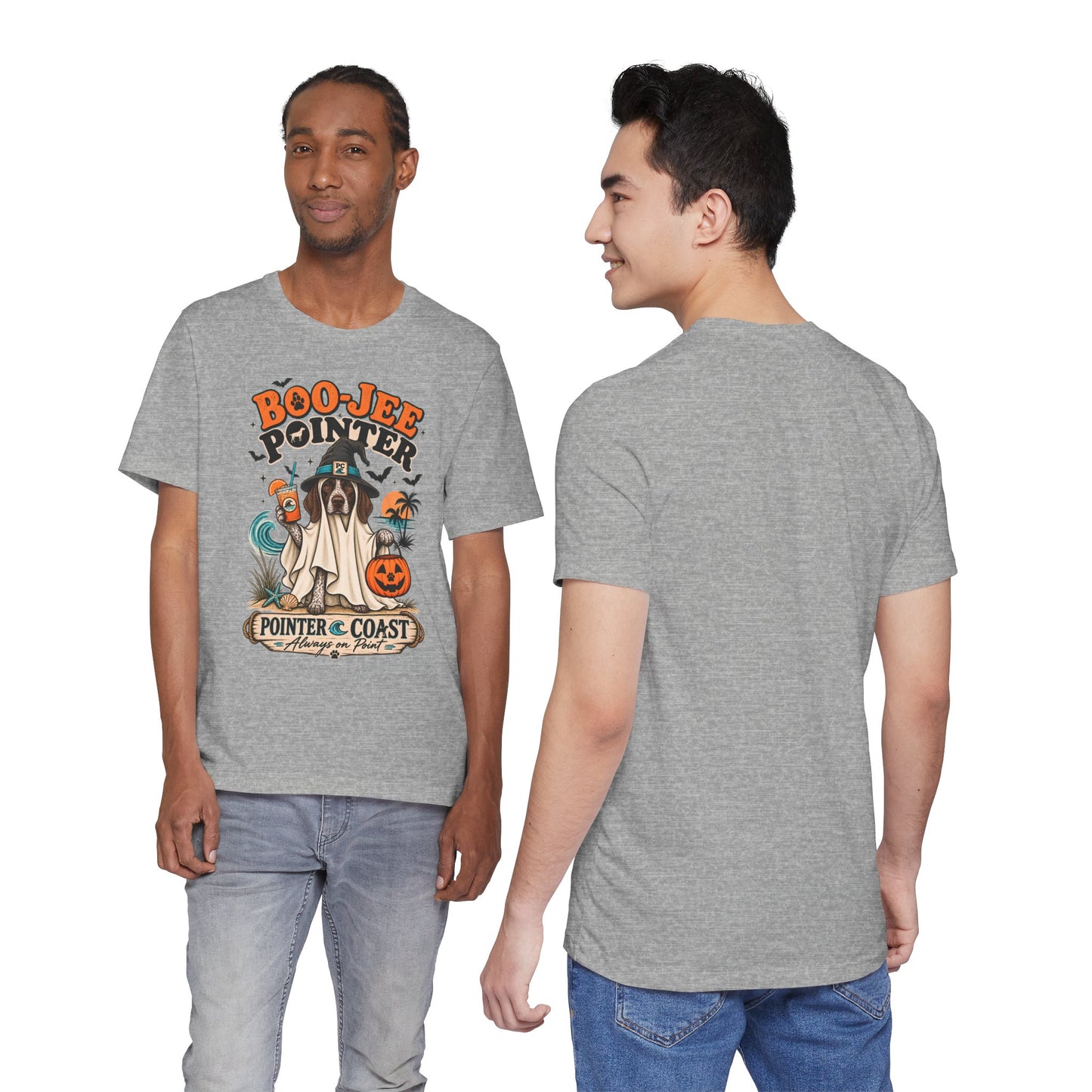 Boo Jee Pointer Halloween T Shirt, Coastal Dog Graphic, Ghost Costume Tee, Pet Lover Gift