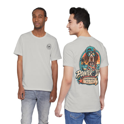 Pointer Dad Retro Beach Dog T Shirt, Bella Canvas 3001, Coastal Graphic Tee, Father's Day Gift