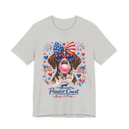 Patriotic GSP Bubblegum Shirt – Pointer Coast Always on Point Red White Blue German Shorthaired Pointer