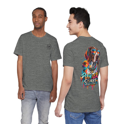 Colorful Pointer Coast Dog T Shirt, Bella Canvas 3001, Graphic Back Print, Pet Lover Gift