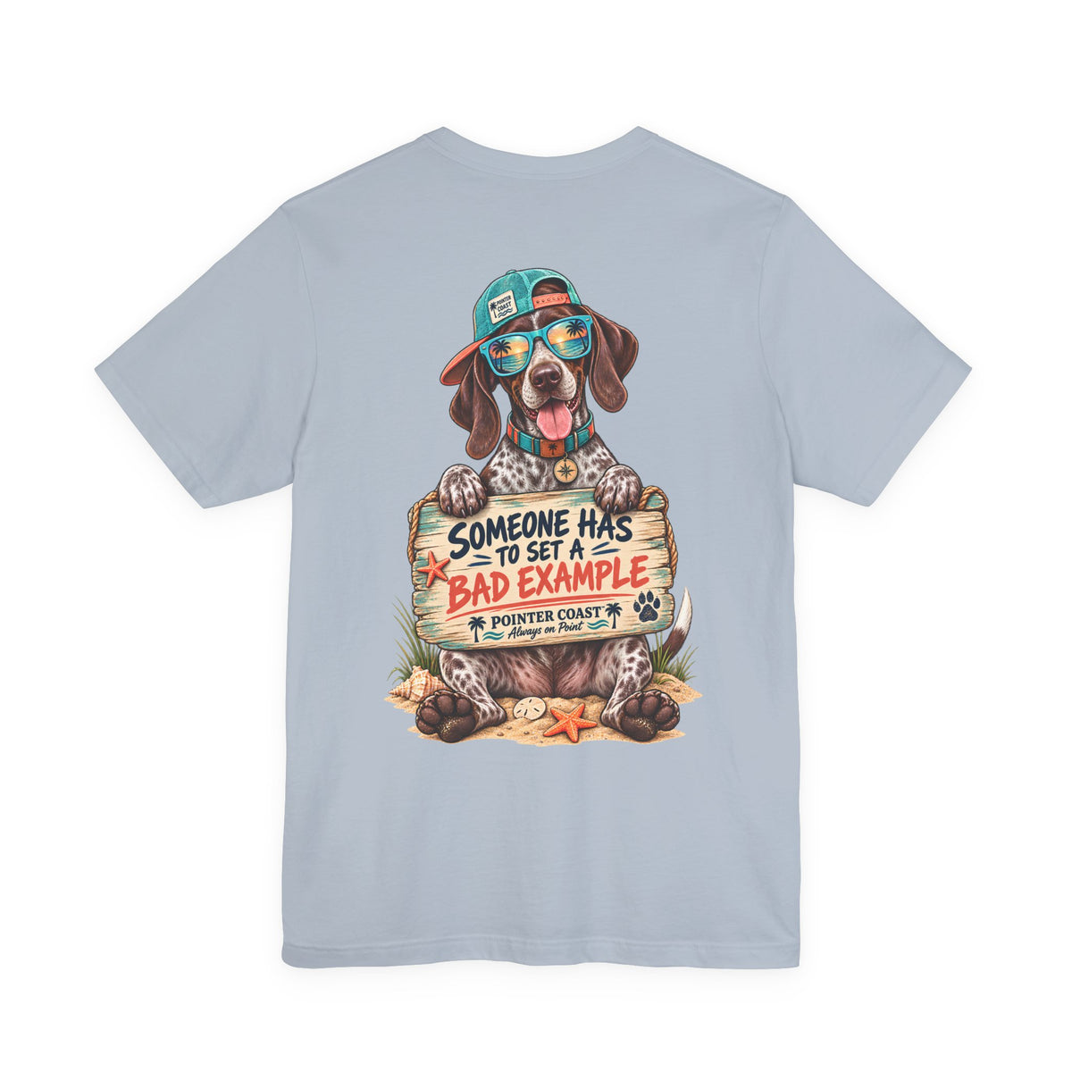 Pointer Dog Beach Graphic T-Shirt, Bella Canvas 3001, Funny Pet Lover Gift, Coastal Summer Tee