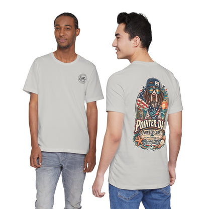 Pointer Dad Patriotic Beach T Shirt, Coastal Dog Graphic, Bella Canvas 3001, Fathers Day Gift