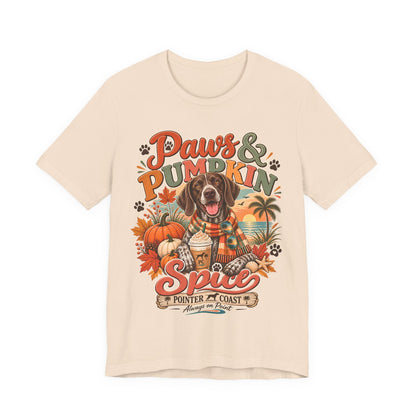 Paws and Pumpkin Spice Dog Tee, Bella Canvas 3001, Autumn Graphic Shirt, Pet Lover Gift