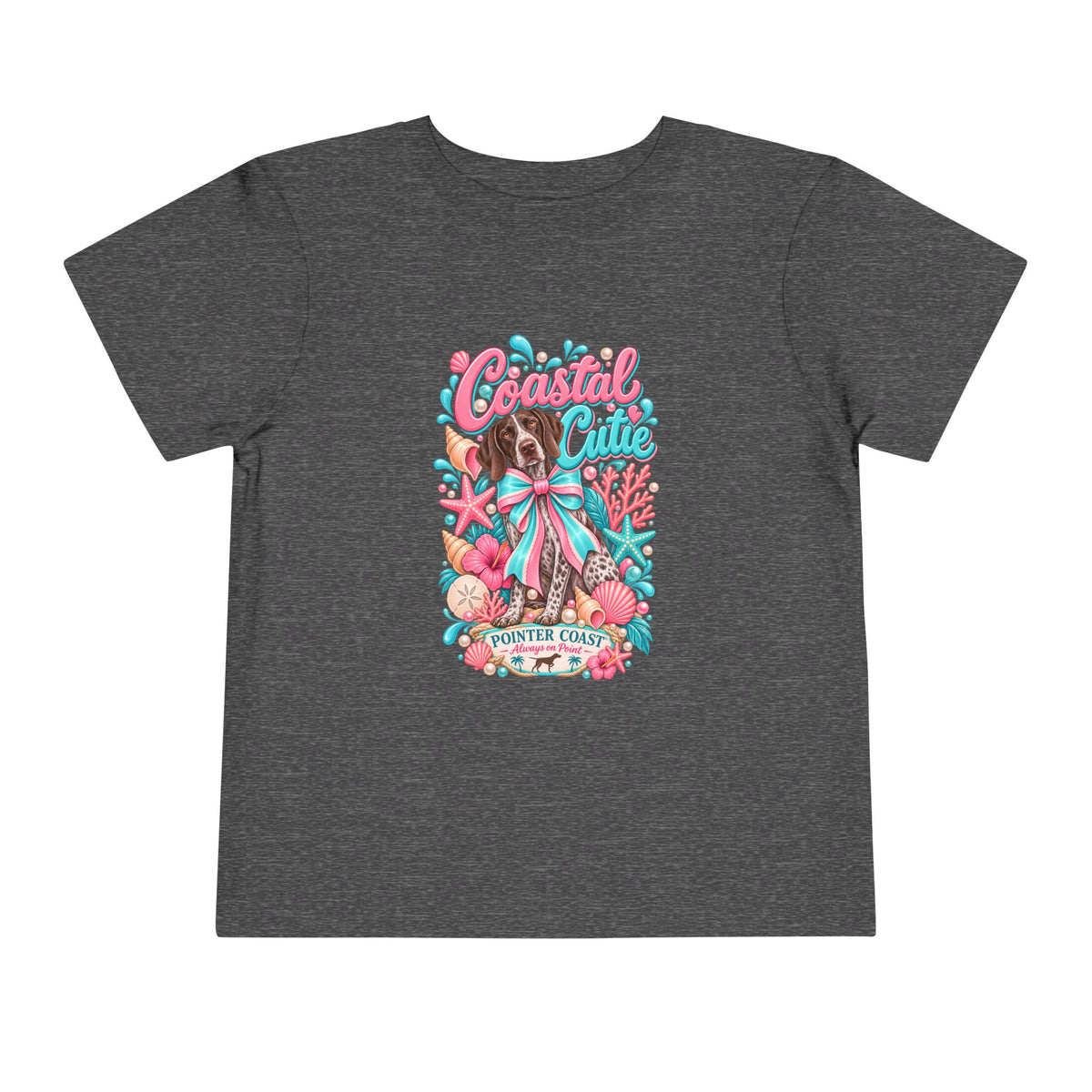 Coastal Cutie Beach Puppy Toddler Tee, Ocean Graphic Shirt, Pointer Dog, Summer Kids Top