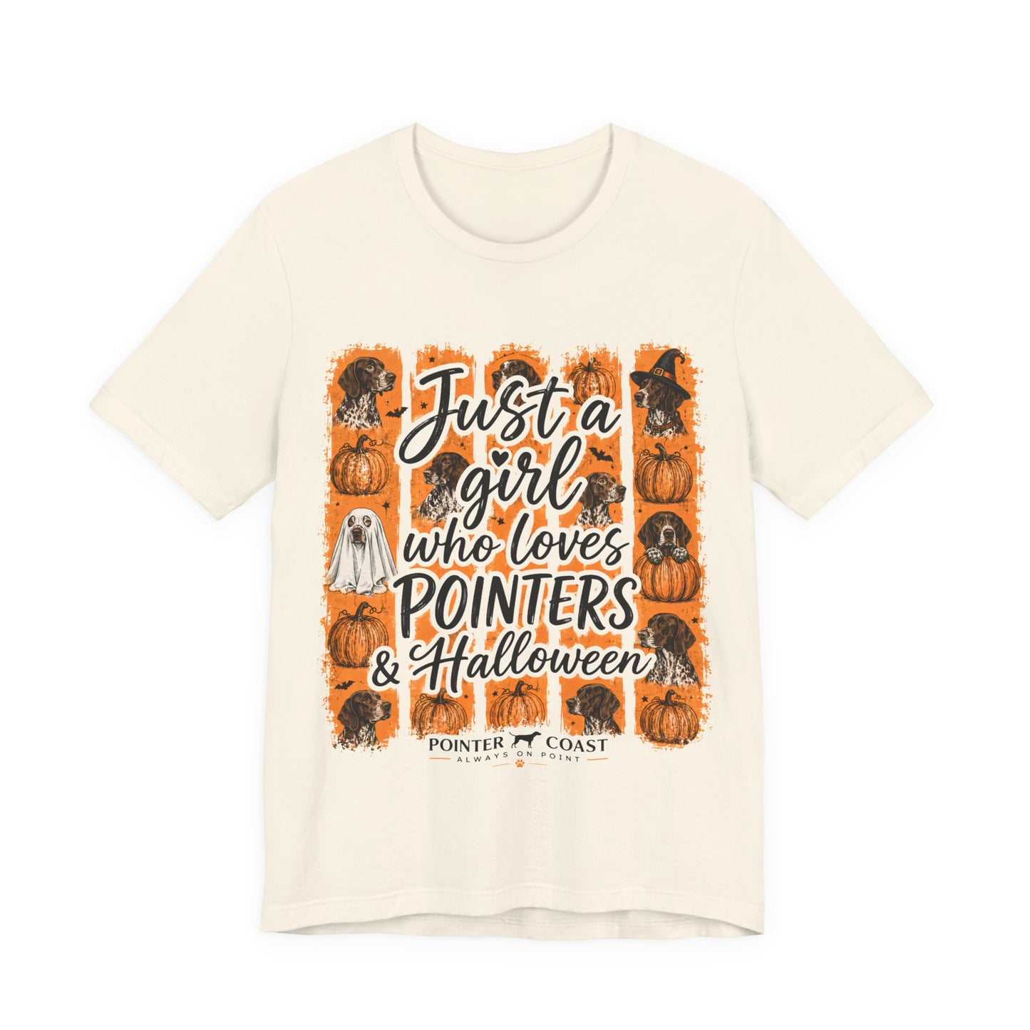 Pointer Halloween Dog Lover Shirt, Bella Canvas 3001, Pumpkin Graphic Tee, Women's Fall Gift