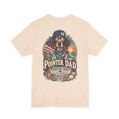 Pointer Dad Patriotic Beach T Shirt, Coastal Dog Graphic, Bella Canvas 3001, Fathers Day Gift
