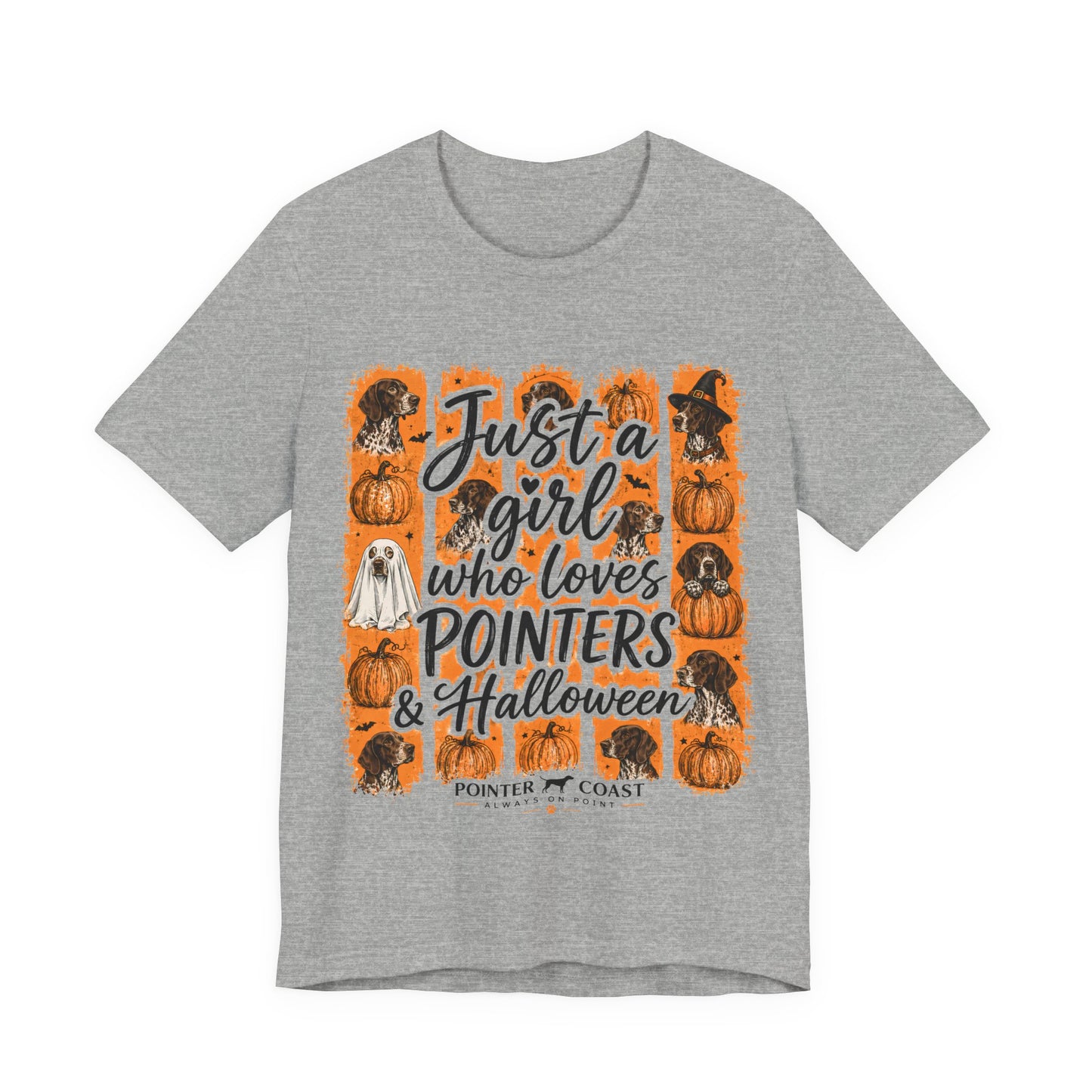 Pointer Halloween Dog Lover Shirt, Bella Canvas 3001, Pumpkin Graphic Tee, Women's Fall Gift