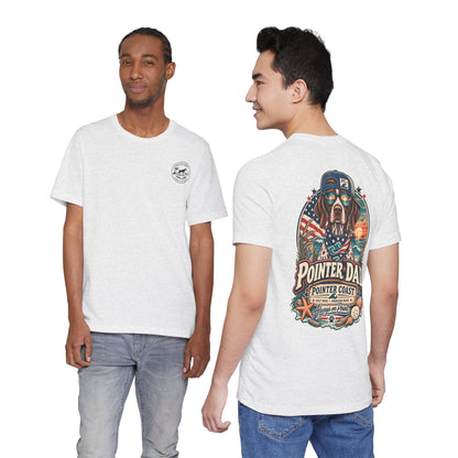 Pointer Dad Patriotic Beach T Shirt, Coastal Dog Graphic, Bella Canvas 3001, Fathers Day Gift