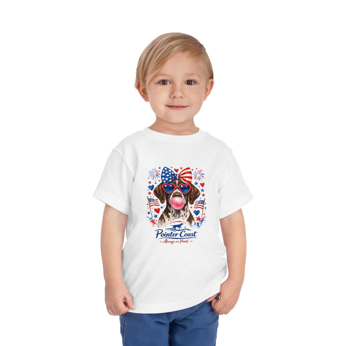 Patriotic Pointer Toddler Tee — ‘Pointer Coast’ 4th of July GSP Graphic