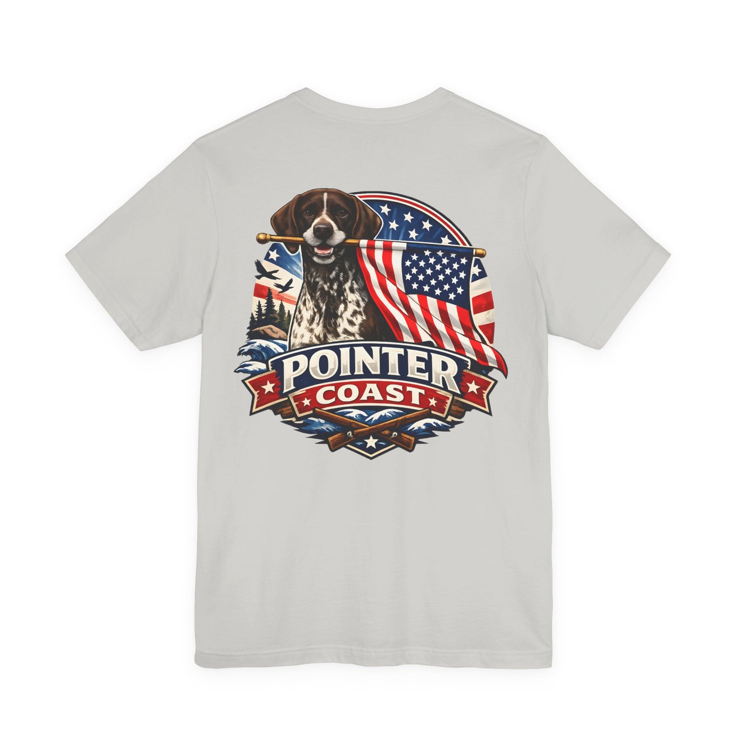 German Shorthaired Pointer with American Flag | Patriotic Font Design | Pointer Coast Style
