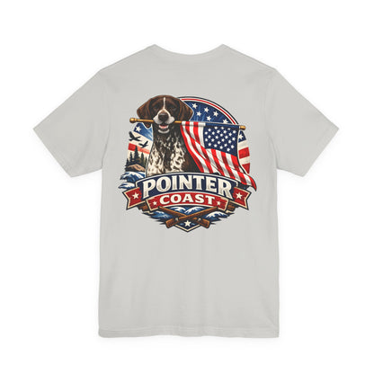 German Shorthaired Pointer with American Flag | Patriotic Font Design | Pointer Coast Style