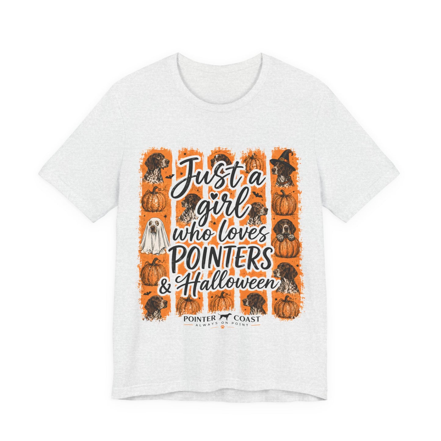 Pointer Halloween Dog Lover Shirt, Bella Canvas 3001, Pumpkin Graphic Tee, Women's Fall Gift