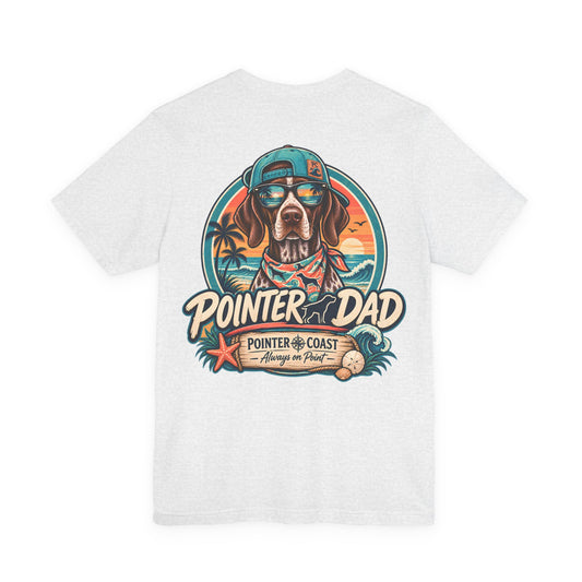 Pointer Dad Retro Beach Dog T Shirt, Bella Canvas 3001, Coastal Graphic Tee, Father's Day Gift