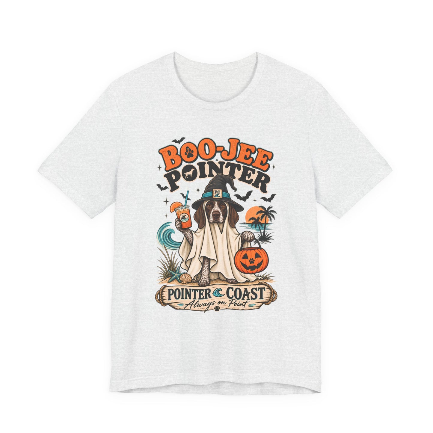 Boo Jee Pointer Halloween T Shirt, Coastal Dog Graphic, Ghost Costume Tee, Pet Lover Gift