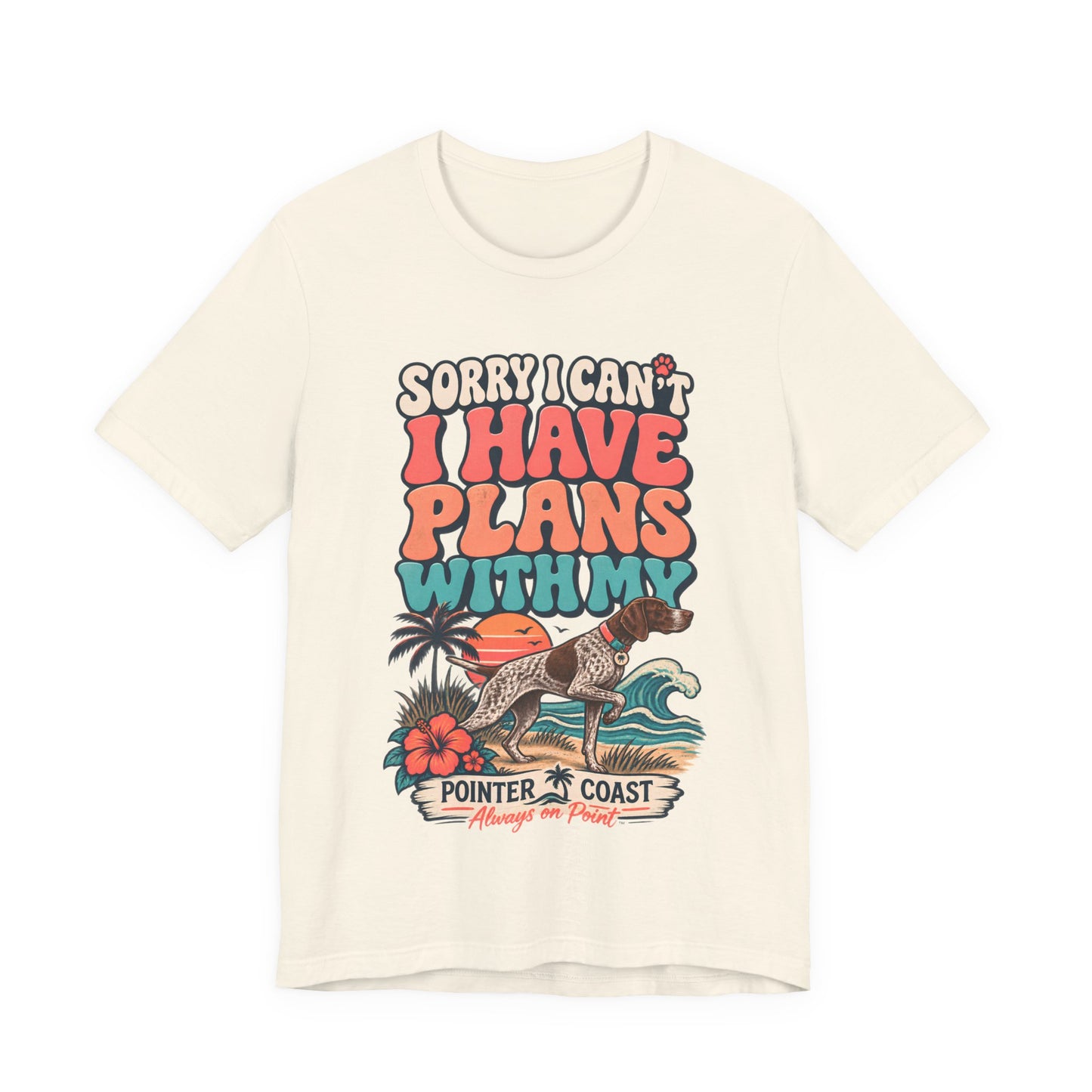 Pointer Dog Beach Graphic T Shirt, Bella Canvas 3001, Funny Pet Parent Gift, Coastal Tee
