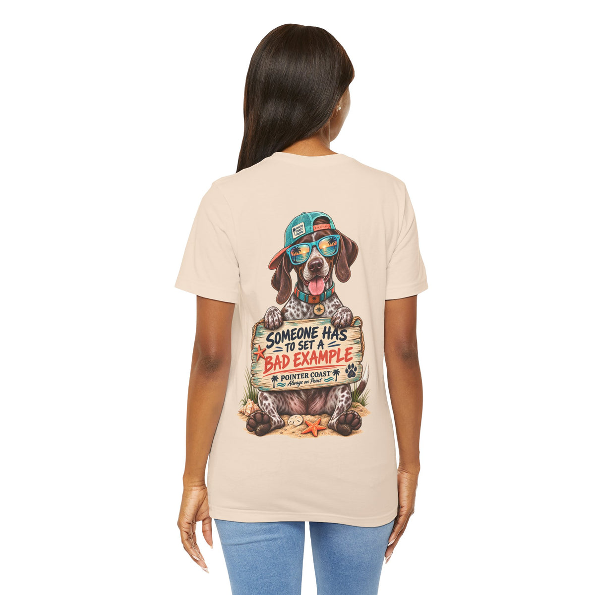 Pointer Dog Beach Graphic T-Shirt, Bella Canvas 3001, Funny Pet Lover Gift, Coastal Summer Tee