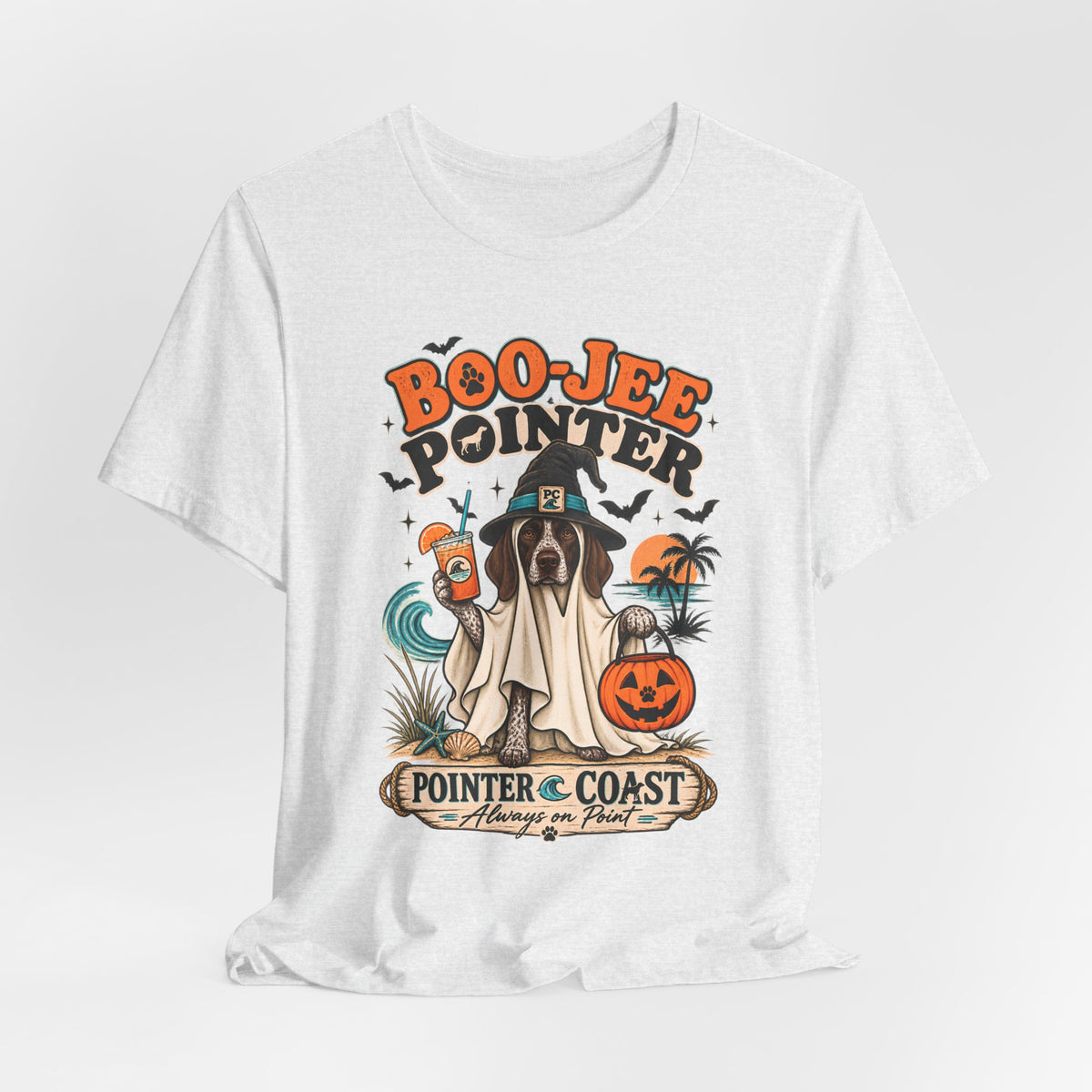Boo Jee Pointer Halloween T Shirt, Coastal Dog Graphic, Ghost Costume Tee, Pet Lover Gift