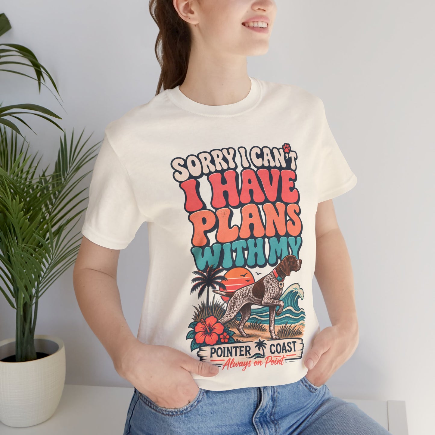 Pointer Dog Beach Graphic T Shirt, Bella Canvas 3001, Funny Pet Parent Gift, Coastal Tee