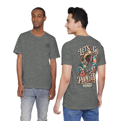 Let’s Go Pointers Tropical Dog T-Shirt, Bella Canvas 3001, Coastal Graphic Tee, Unisex Gift