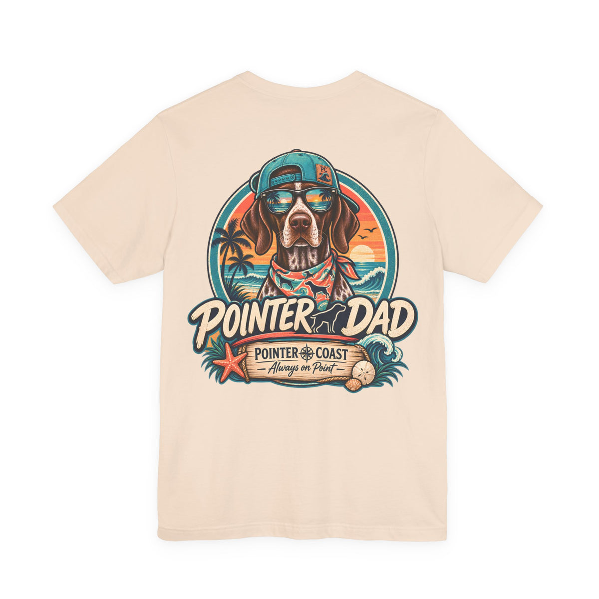 Pointer Dad Retro Beach Dog T Shirt, Bella Canvas 3001, Coastal Graphic Tee, Father's Day Gift