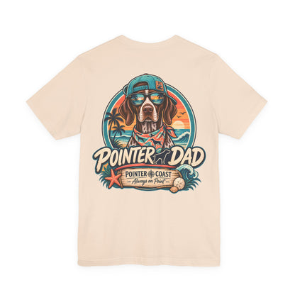 Pointer Dad Retro Beach Dog T Shirt, Bella Canvas 3001, Coastal Graphic Tee, Father's Day Gift