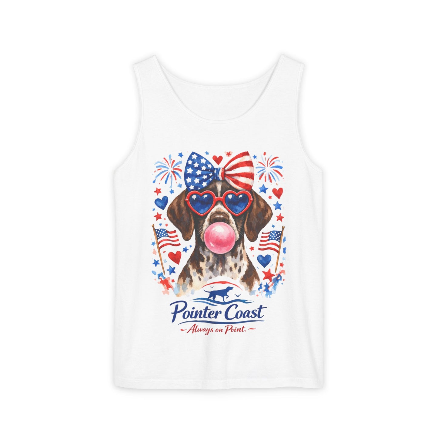 Patriotic GSP Bubblegum Shirt – Pointer Coast Always on Point Red White Blue German Shorthaired Pointer