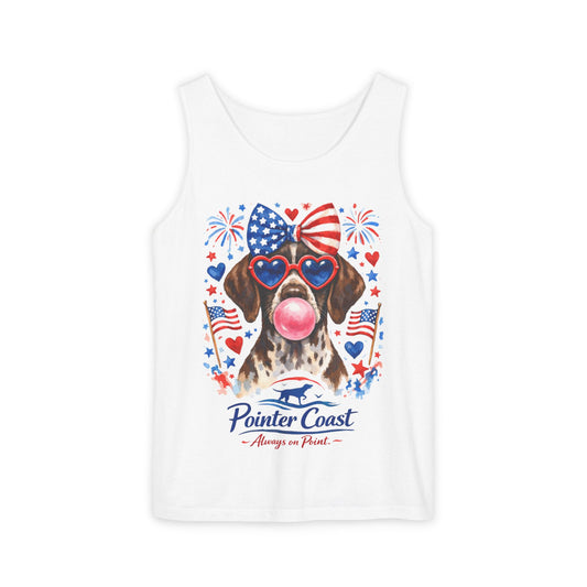 Patriotic GSP Bubblegum Shirt – Pointer Coast Always on Point Red White Blue German Shorthaired Pointer