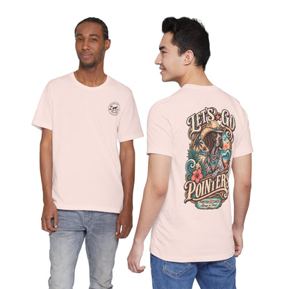 Let’s Go Pointers Tropical Dog T-Shirt, Bella Canvas 3001, Coastal Graphic Tee, Unisex Gift