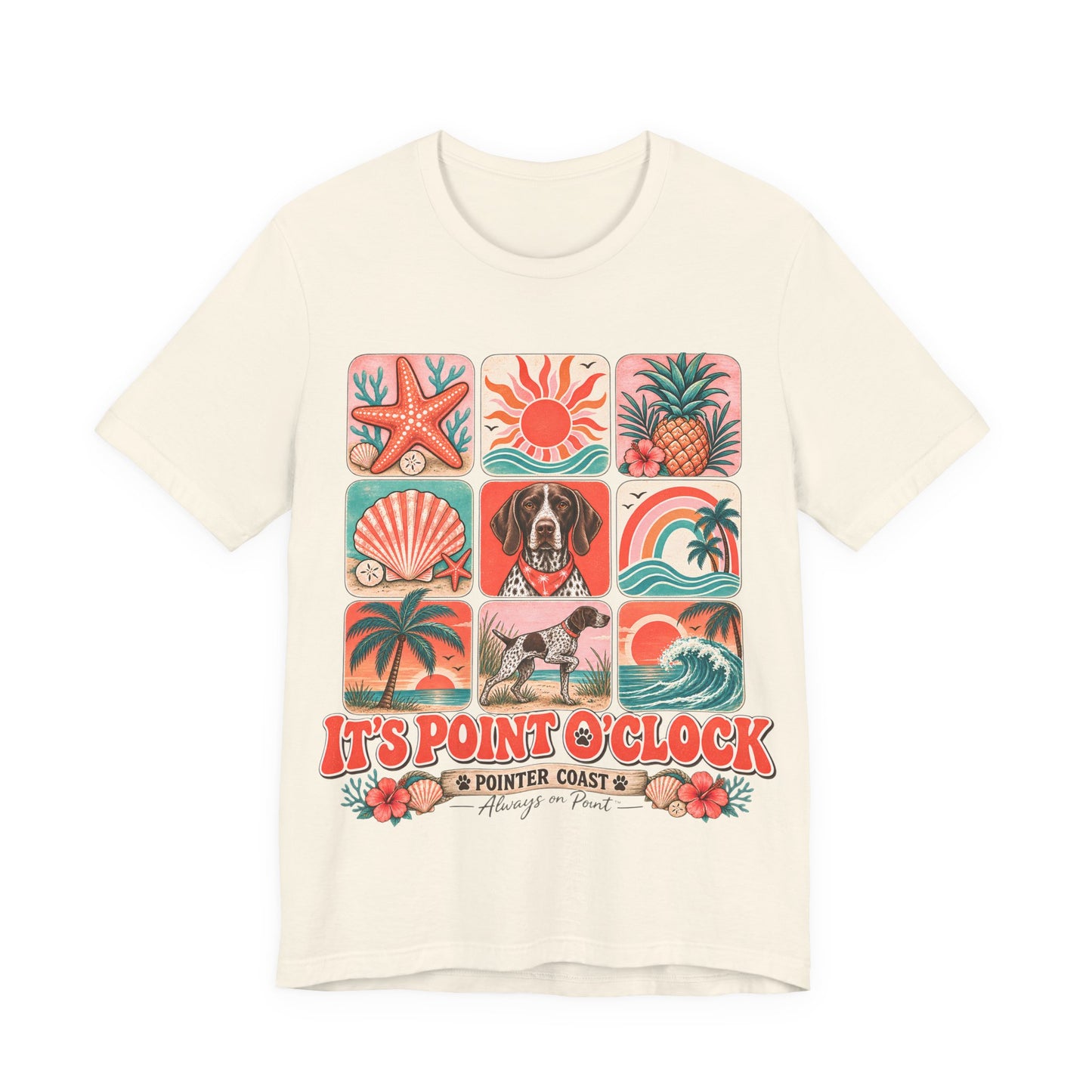 It's Point O'Clock Pointer Beach Shirt, Bella Canvas 3001, Coastal Dog Graphic, Summer Tee