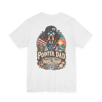 Pointer Dad Patriotic Beach T Shirt, Coastal Dog Graphic, Bella Canvas 3001, Fathers Day Gift