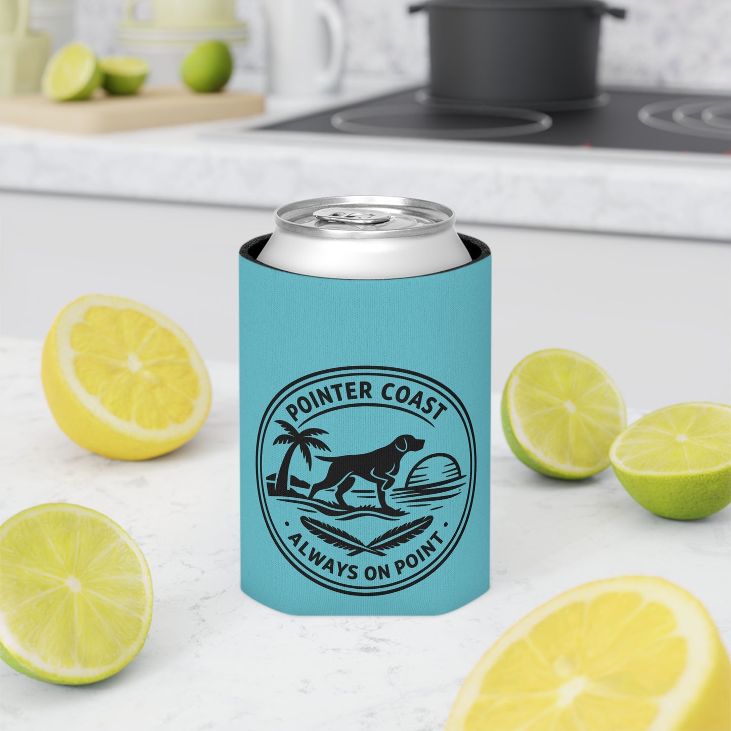 Pointer Coast Can Cooler - “Always On Point” Beach Dog Drink Koozie