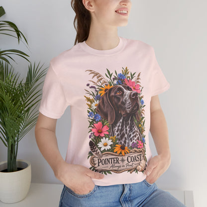 Pointer of the Coast Floral Dog Tee, Bella Canvas 3001, Coastal Graphic Shirt, Pet Lover Gift
