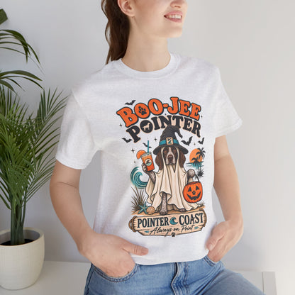 Boo Jee Pointer Halloween T Shirt, Coastal Dog Graphic, Ghost Costume Tee, Pet Lover Gift
