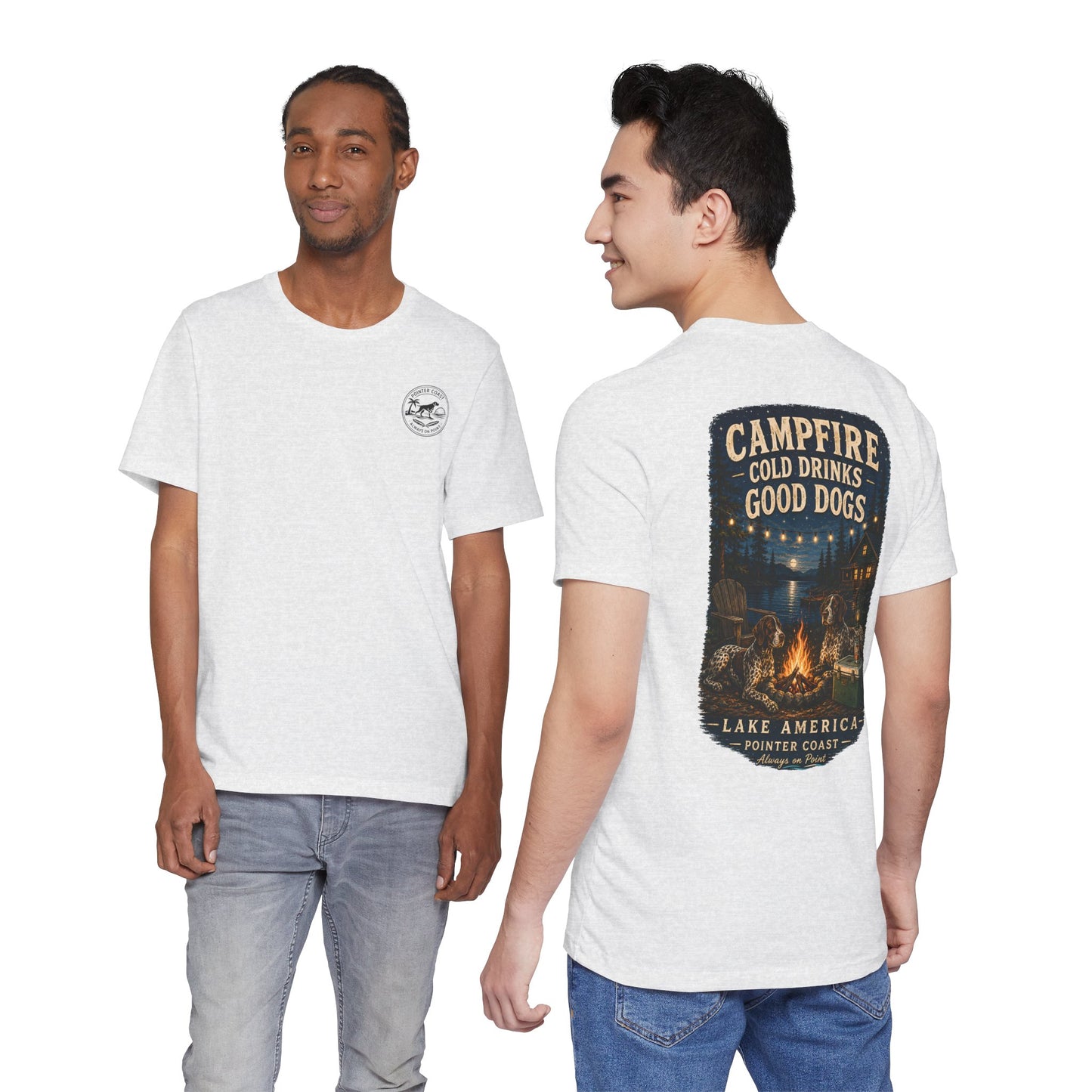 Campfire Lake Graphic T Shirt, Cold Drinks, Good Dogs, Outdoor Lover Gift, Rustic Cabin Apparel