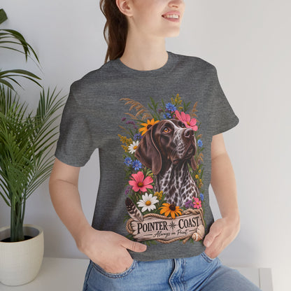 Pointer of the Coast Floral Dog Tee, Bella Canvas 3001, Coastal Graphic Shirt, Pet Lover Gift