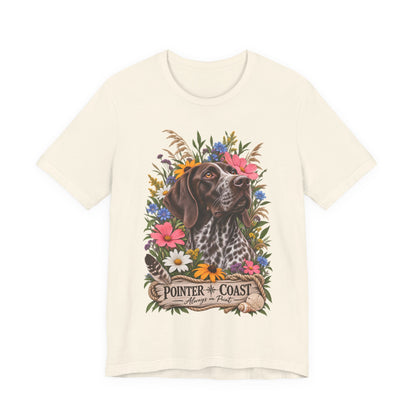 Pointer of the Coast Floral Dog Tee, Bella Canvas 3001, Coastal Graphic Shirt, Pet Lover Gift