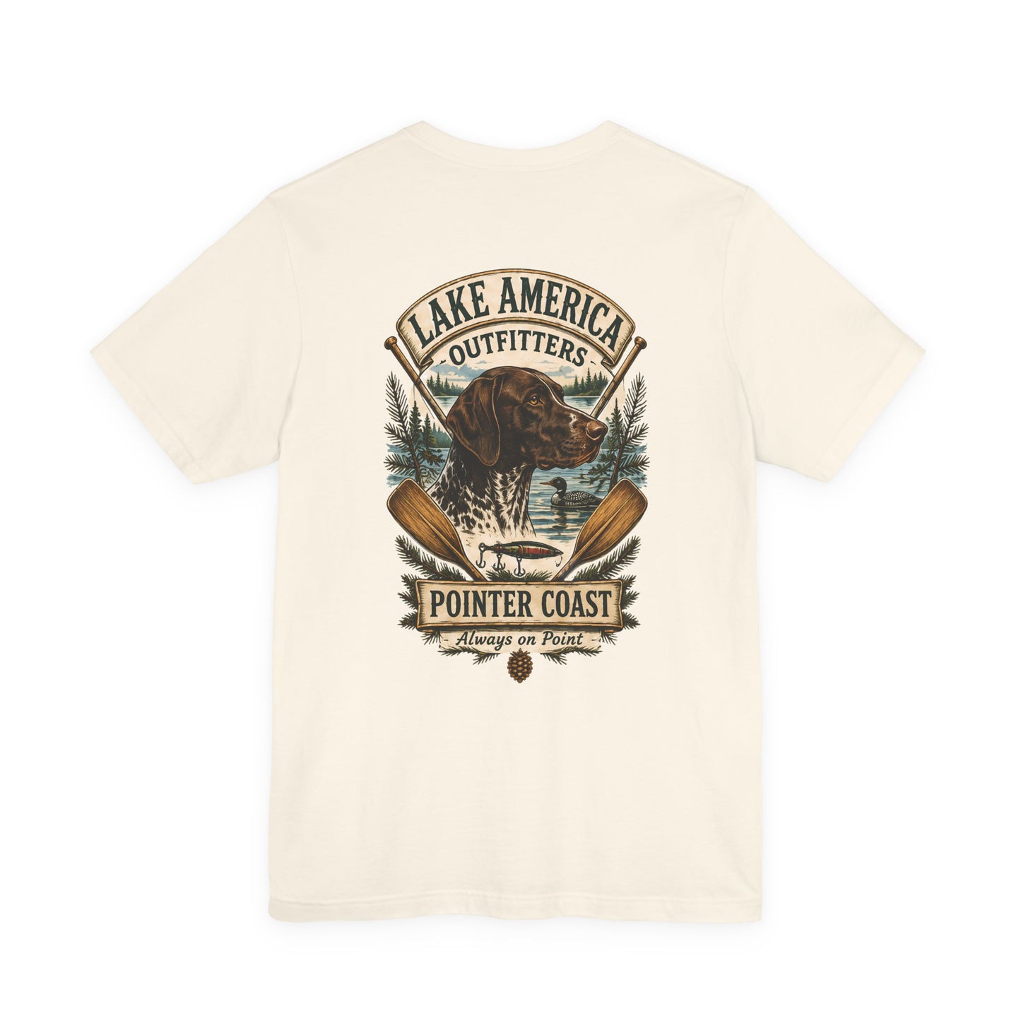 Lake America Pointer Coast Fishing Shirt, Sporting Dog Graphic, Outdoorsman Apparel, Lakeside Gift