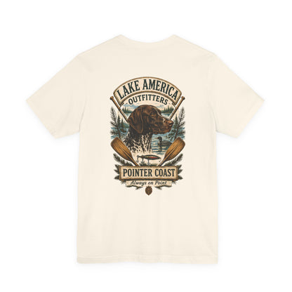 Lake America Pointer Coast Fishing Shirt, Sporting Dog Graphic, Outdoorsman Apparel, Lakeside Gift